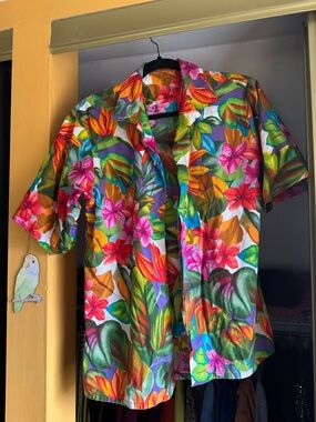 Tropical Floral Short-Sleeve Button Down - Bright Multi
